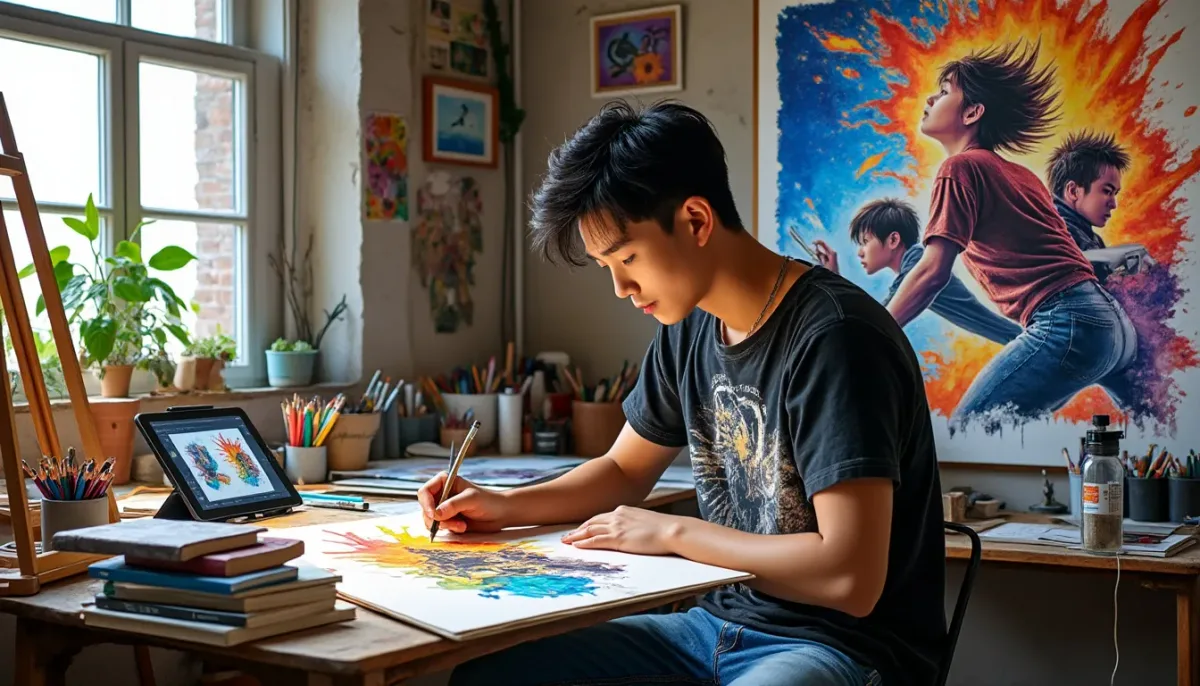 Dessiner un manga en techniques mixtes : encre, aquarelle et feutres
