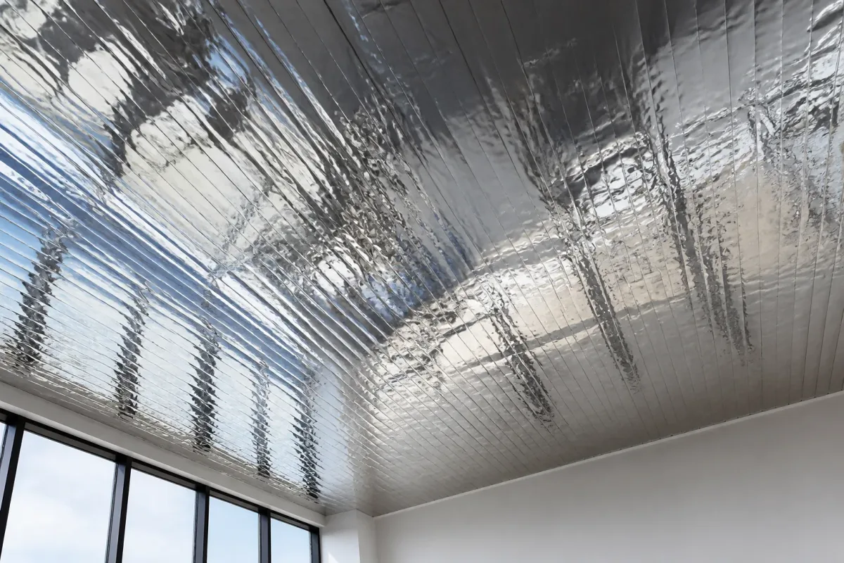 À Tokyo, GAMMA a collé 20 km de ruban d’aluminium au plafond d’un studio de manga